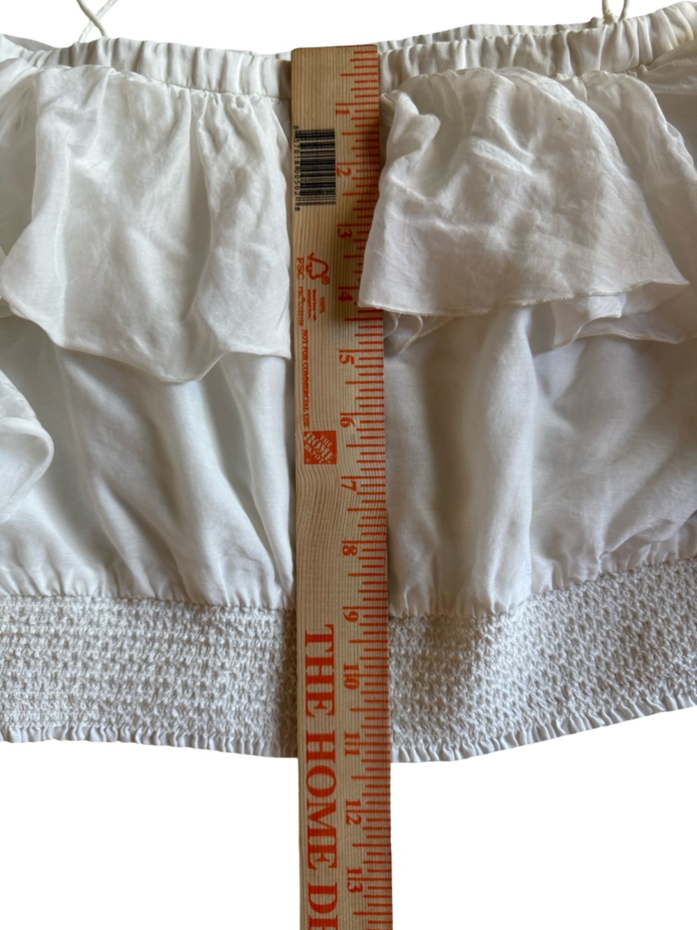 Alice + Olivia Mandara Ruffle Smocked Waist Crop Top White Size S cotton/silk - Picture 6 of 7